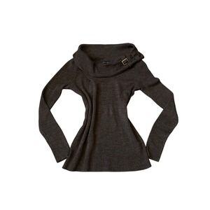 Suzie in the City Women Brown Cowl Neck Ribbed Long Sleeve Sweater S